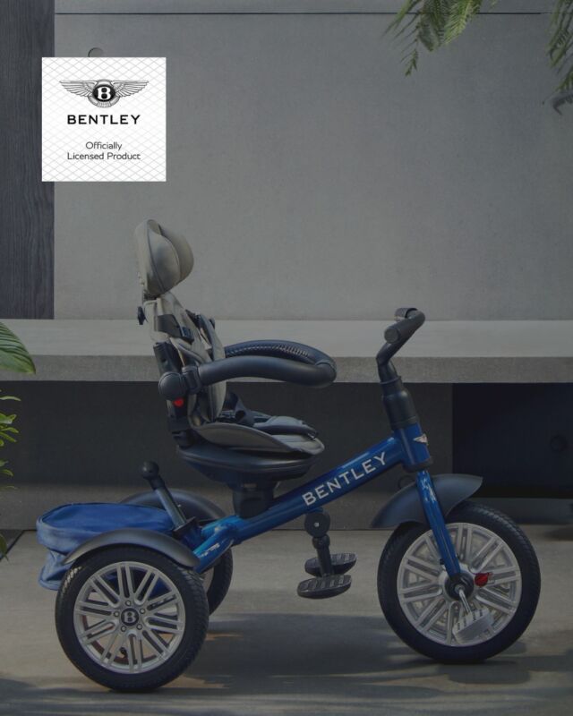 Elevate daily strolls into moments of true connection.Spotlight on the striking Sequin Blue Bentley Trike. Flawless design for bright futures.#Bentley #LuxuryParenting #SequinBlue #ChildhoodMagic